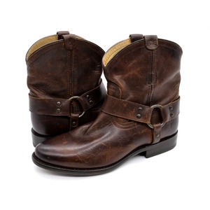 Frye Short Boots Womens 6.5 Brown Leather Harness Pull On Short Boots